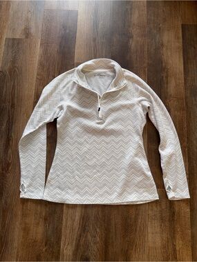 Eddie Bauer Women’s White Chevron Quarter-Zip Pullover - Size M